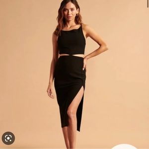 Abercrombie & Fitch Boatneck Side Cutout Cut Out Midi Dress Black Small Petite
